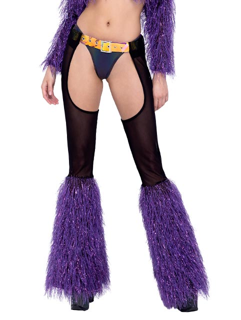 Sheer Chaps with Faux Fur Bell & Belt - Bite Me Chic