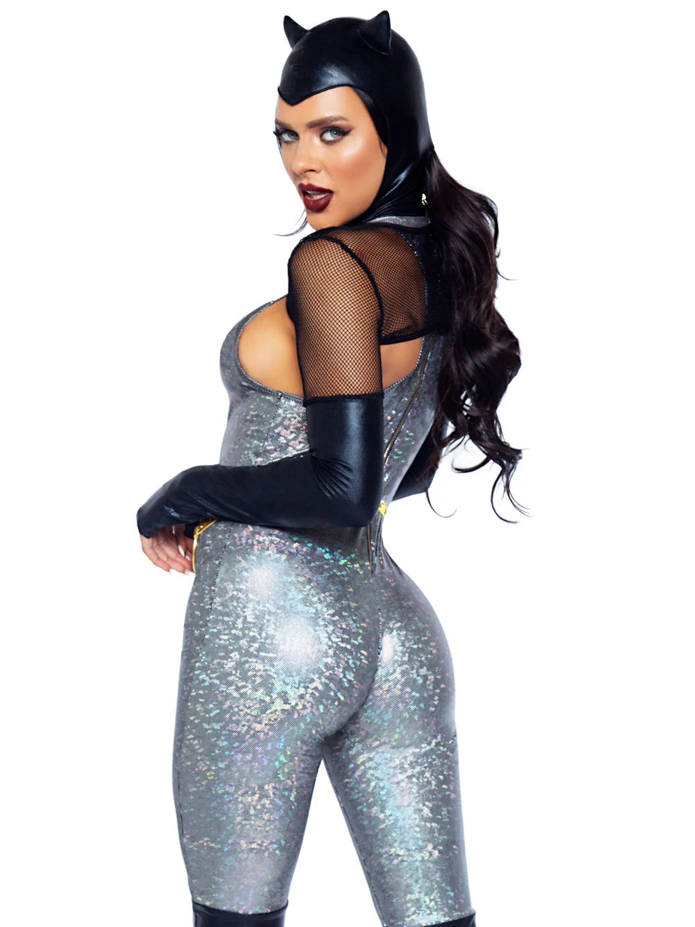Feline Felon Villain Catsuit 4 Piece Halloween Costume