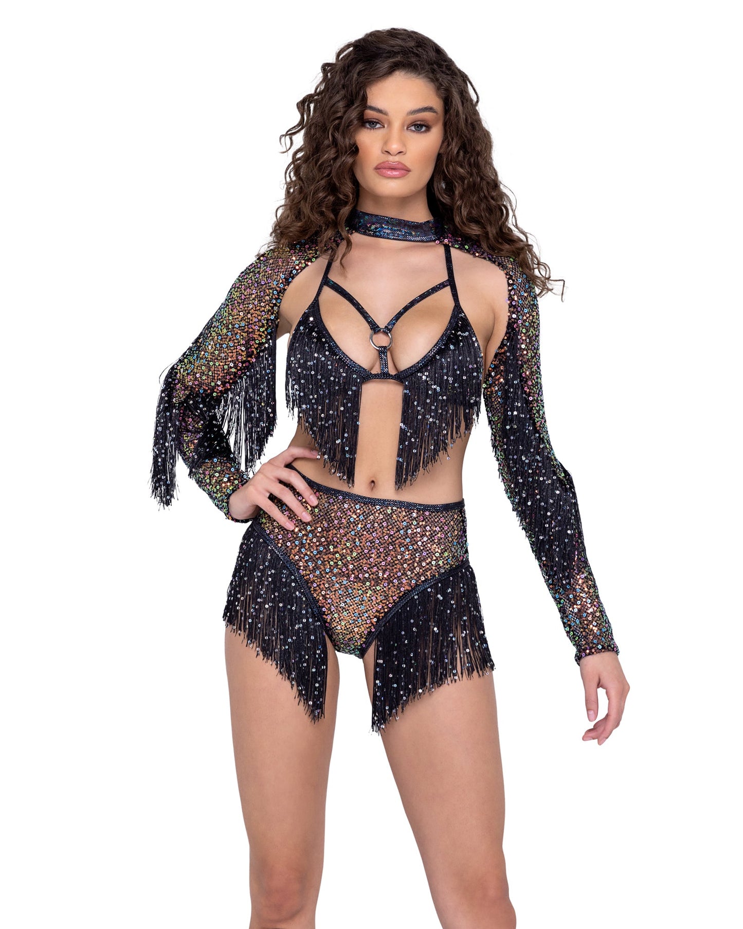 Sequin Fishnet High Waisted Shorts - Bite Me Chic