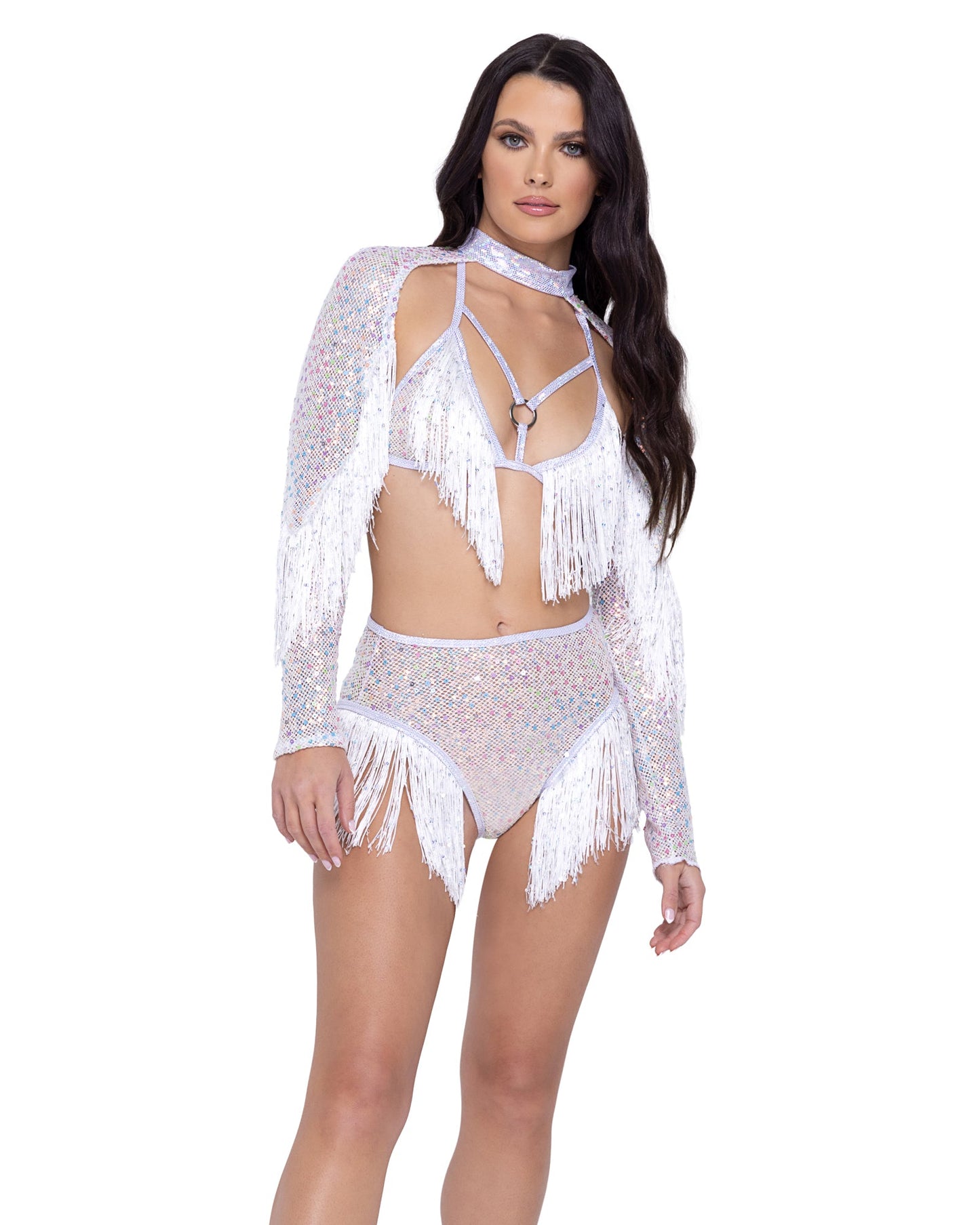Sequin Fishnet Triangle Tie Top - Bite Me Chic