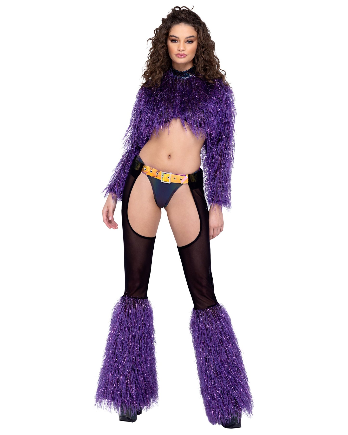 Sheer Chaps with Faux Fur Bell & Belt - Bite Me Chic