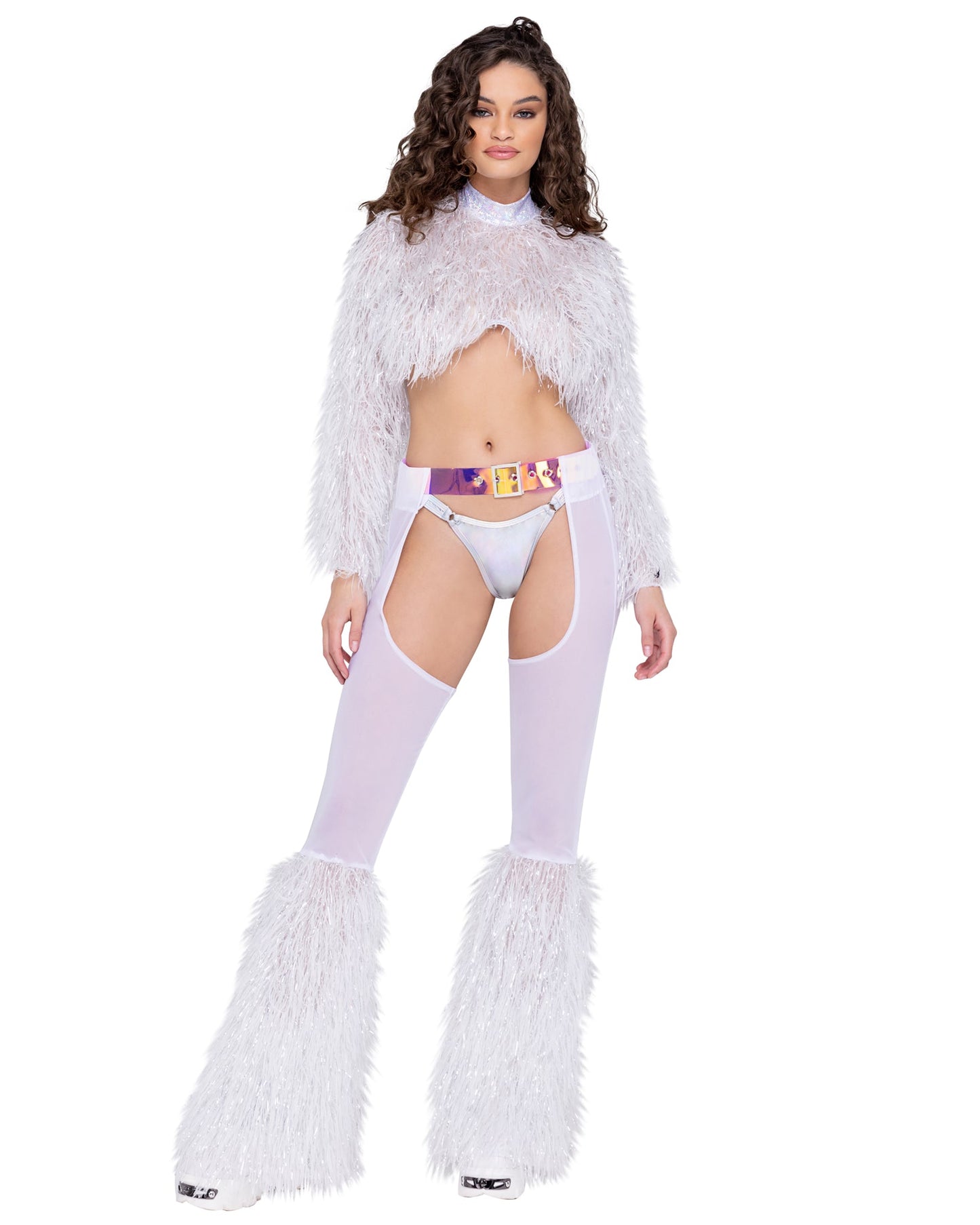 Sheer Chaps with Faux Fur Bell & Belt - Bite Me Chic