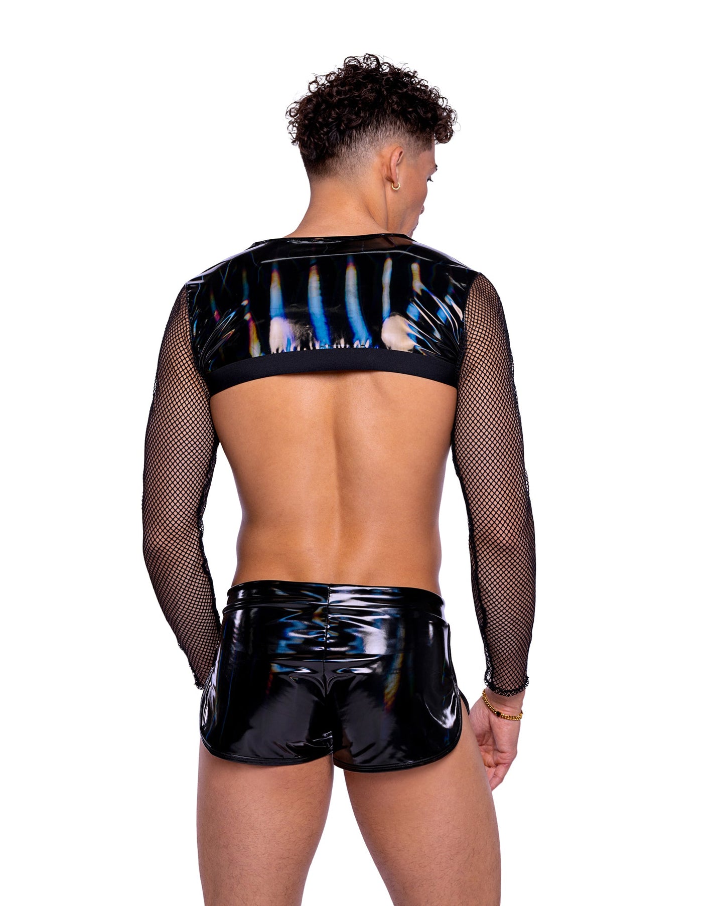 Vinyl with Iridescent Print Runner Shorts