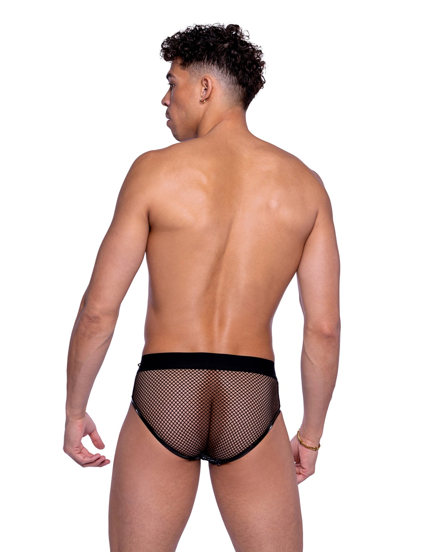 Shimmer Camouflage & Fishnet Zip-Up Briefs