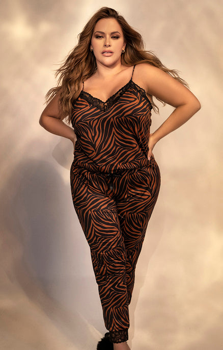 Plus Lounge Club Animal Print Two Piece Set