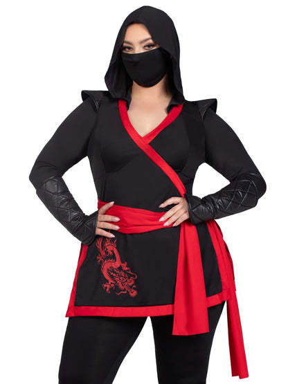 Ninja Assassin Hooded 4 Piece Plus Size Halloween Costume