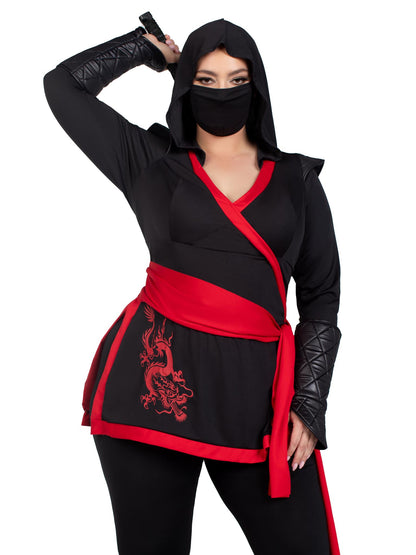 Ninja Assassin Hooded 4 Piece Plus Size Halloween Costume