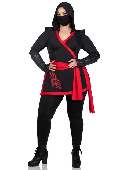 Ninja Assassin Hooded 4 Piece Plus Size Halloween Costume