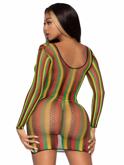 Striped Surrender Fishnet Mini Dress