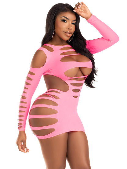 Shredded Sexy Cut-Out Mini Dress