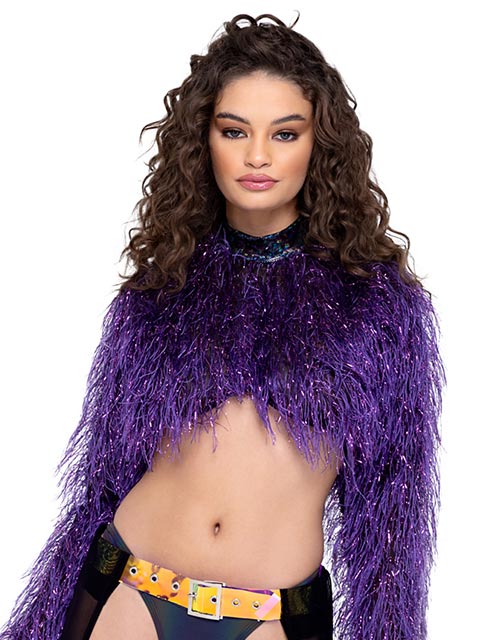 Long Sleeved Faux Fur Cropped Top - Bite Me Chic