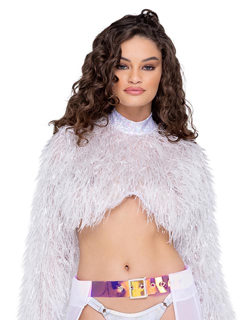 Long Sleeved Faux Fur Cropped Top - Bite Me Chic