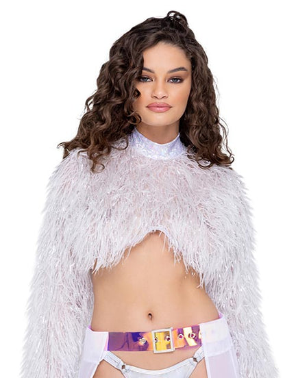 Faux-Fur Cropped Halter Neck Top - Bite Me Chic