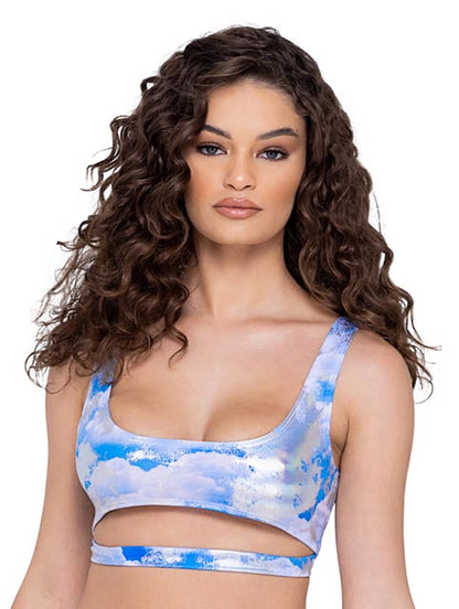 Cloud Print Crop Top with Strap - Bite Me Chic