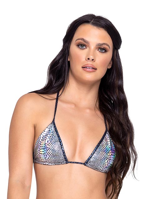 Snake Skin Triangle Tie-Top - Bite Me Chic