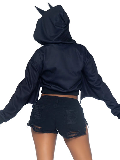 Bat Cropped Hoodie With Wings Halloween Costume