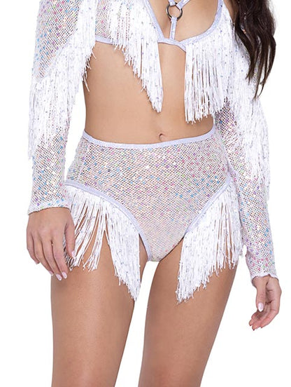 Sequin Fishnet High Waisted Shorts - Bite Me Chic