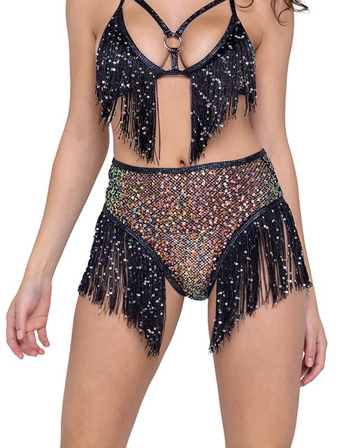 Sequin Fishnet High Waisted Shorts - Bite Me Chic