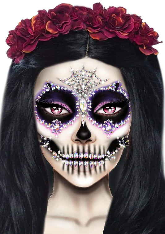 Calavera Skeleton Face Jewels Sticker