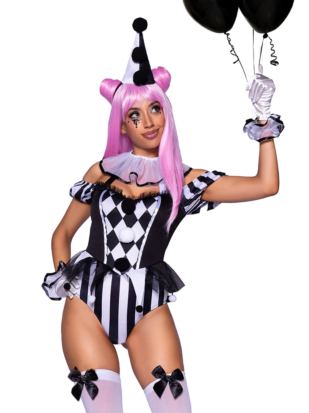 Captivating Circus Clown 4 Piece Halloween Costume for Women