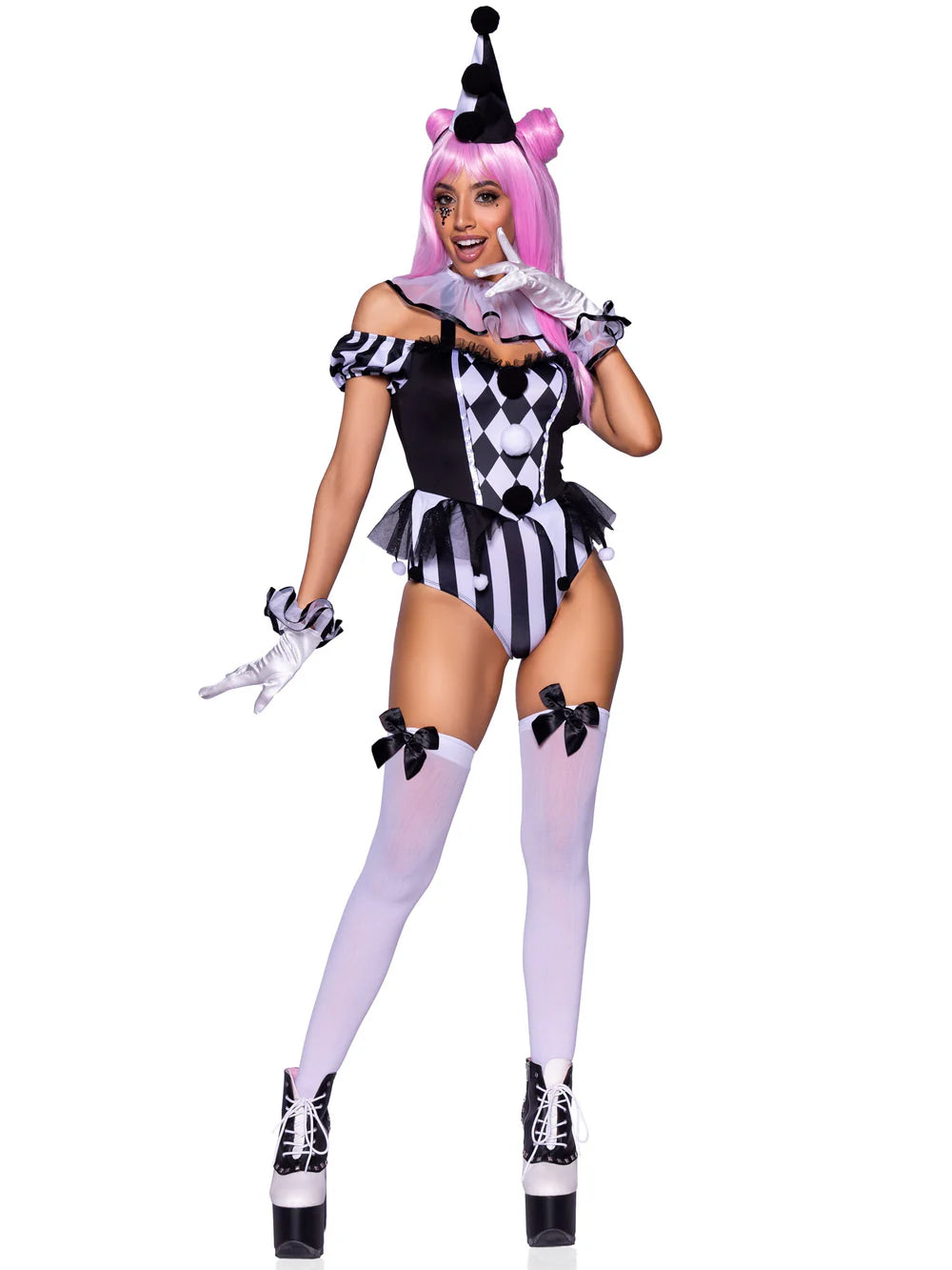 Captivating Circus Clown 4 Piece Halloween Costume for Women