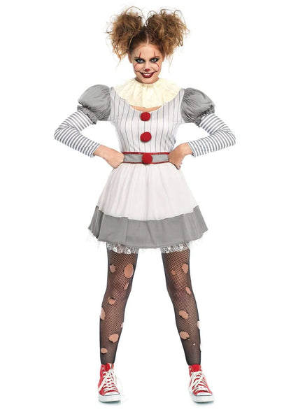 Women's Creepy Clown 2 Piece Halloween Costume