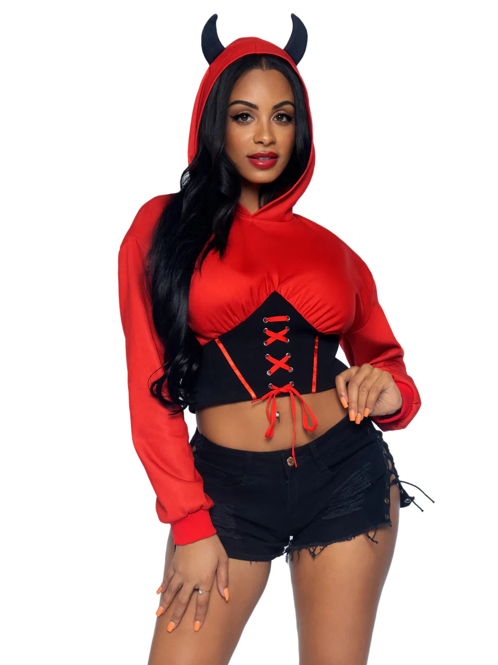 Devil Cropped Hoodie Costume for Halloween