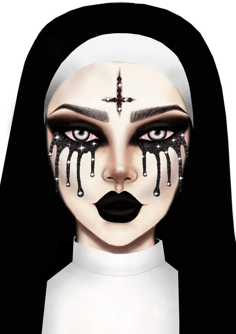 Evil Nun Rhinestone Stick-On Jewels