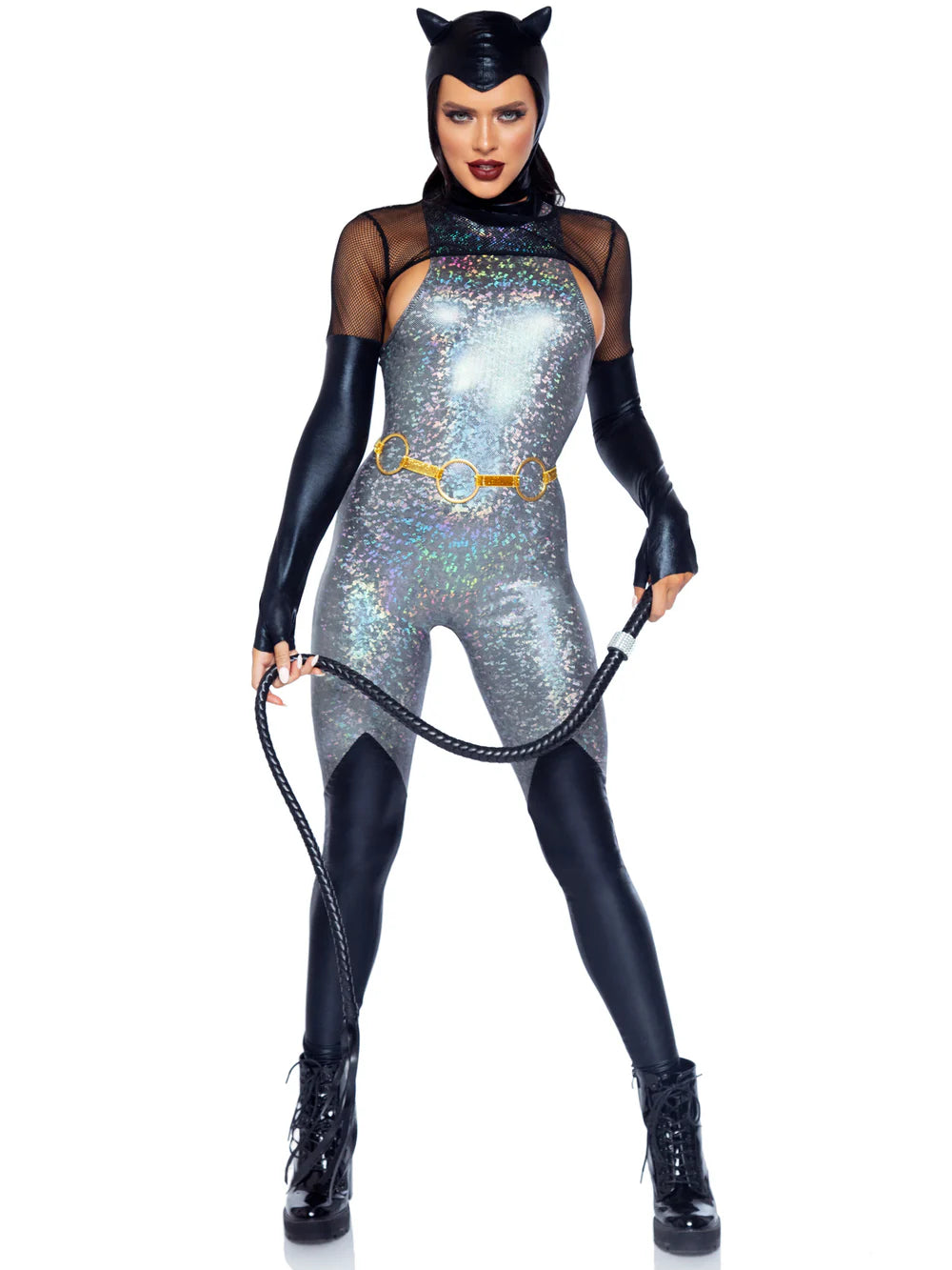 Feline Felon Villain Catsuit 4 Piece Halloween Costume