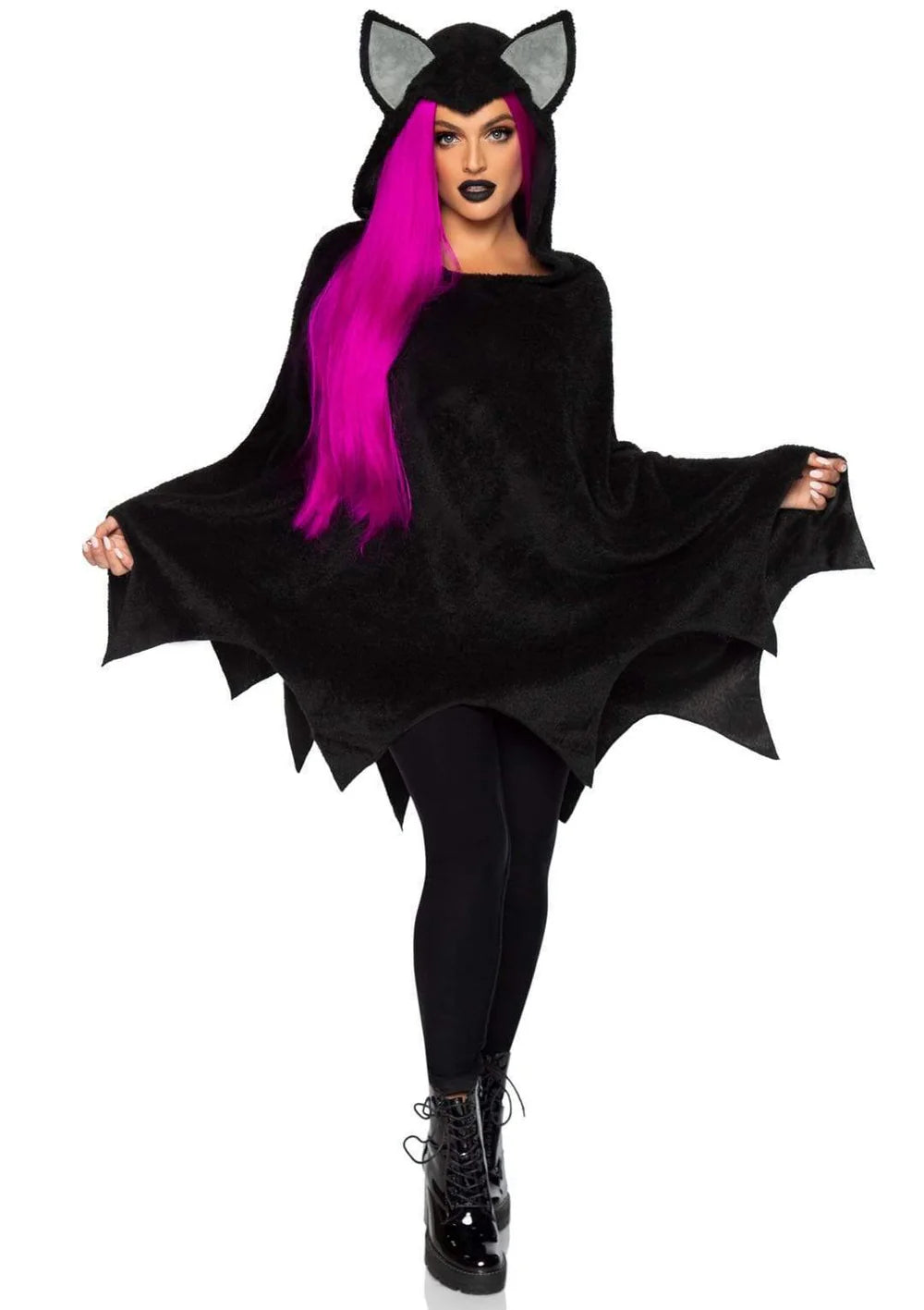 Womens Furry Bat Poncho Halloween Costume