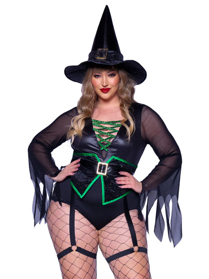 Broomstick Babe Witch 2 Piece Plus Size Halloween Costume