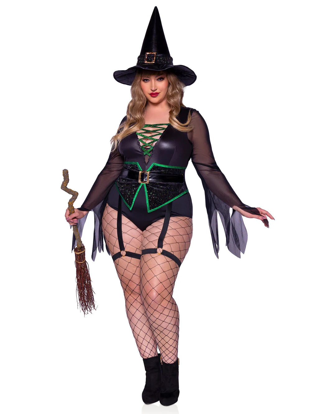 Broomstick Babe Witch 2 Piece Plus Size Halloween Costume