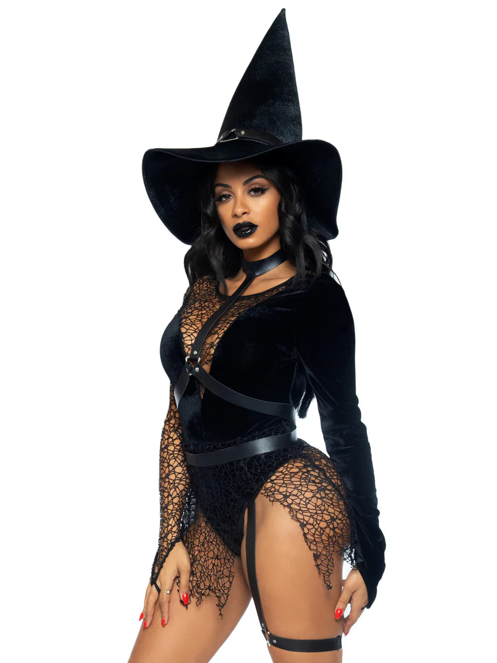 Black Crafty Witch 3 Piece Halloween Costume with Hat