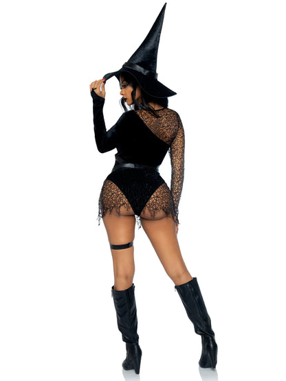 Black Crafty Witch 3 Piece Halloween Costume with Hat