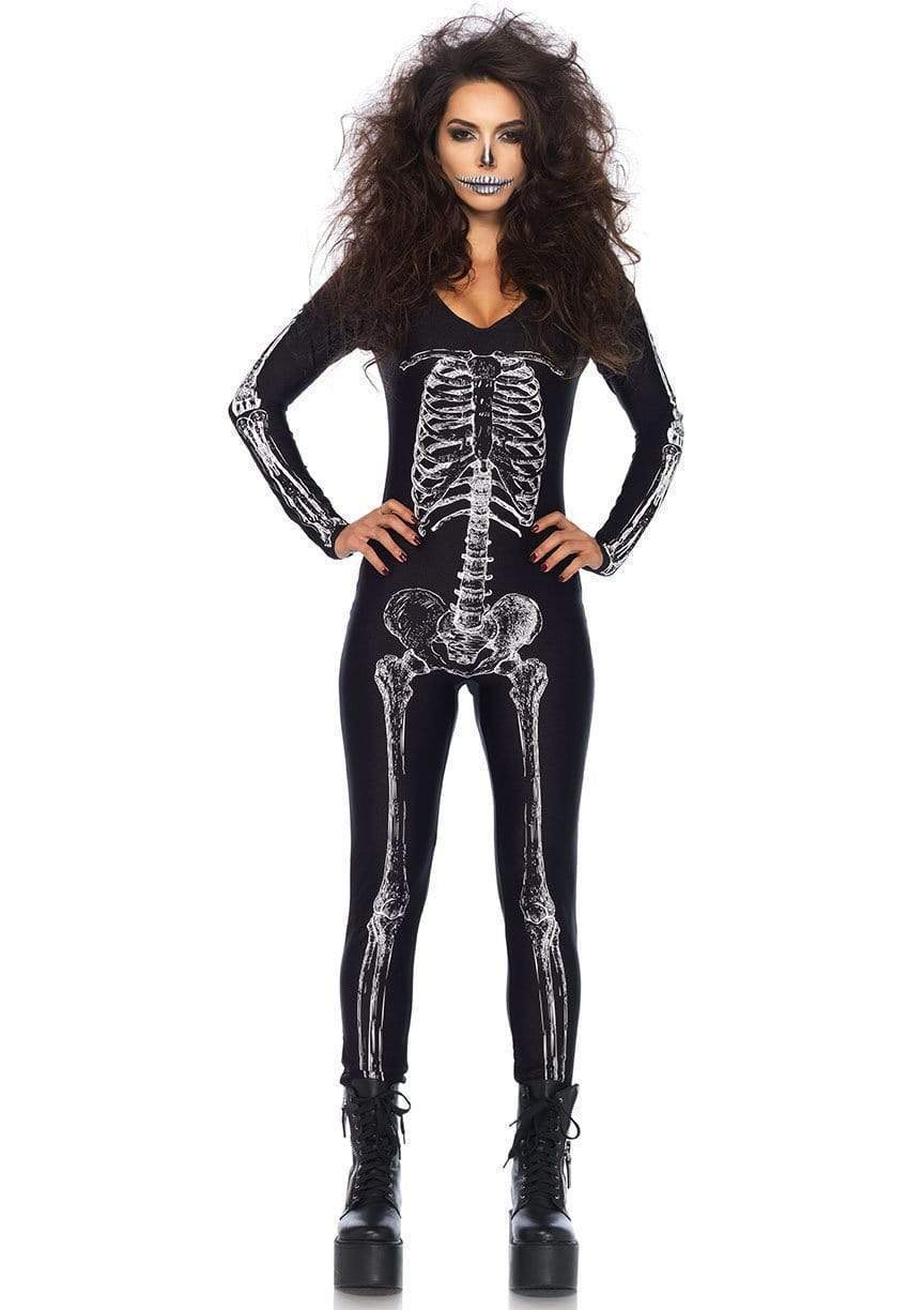 X-Ray Skeleton Catsuit with Zipper Halloween Costume