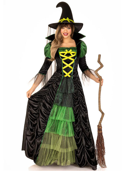 Green Ruched Women's Storybook Witch Halloween Costume