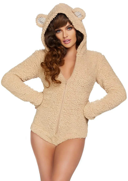 Furry Teddy Bear Hooded Romper Halloween Costume