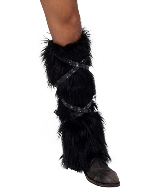 Pair of Black Faux Fur Leg Warmers - Bite Me Chic