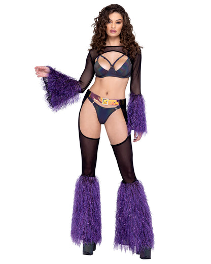 Sheer Chaps with Faux Fur Bell & Belt - Bite Me Chic