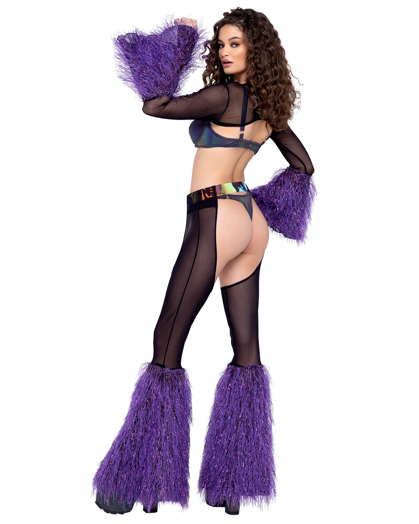 Sheer Chaps with Faux Fur Bell & Belt - Bite Me Chic