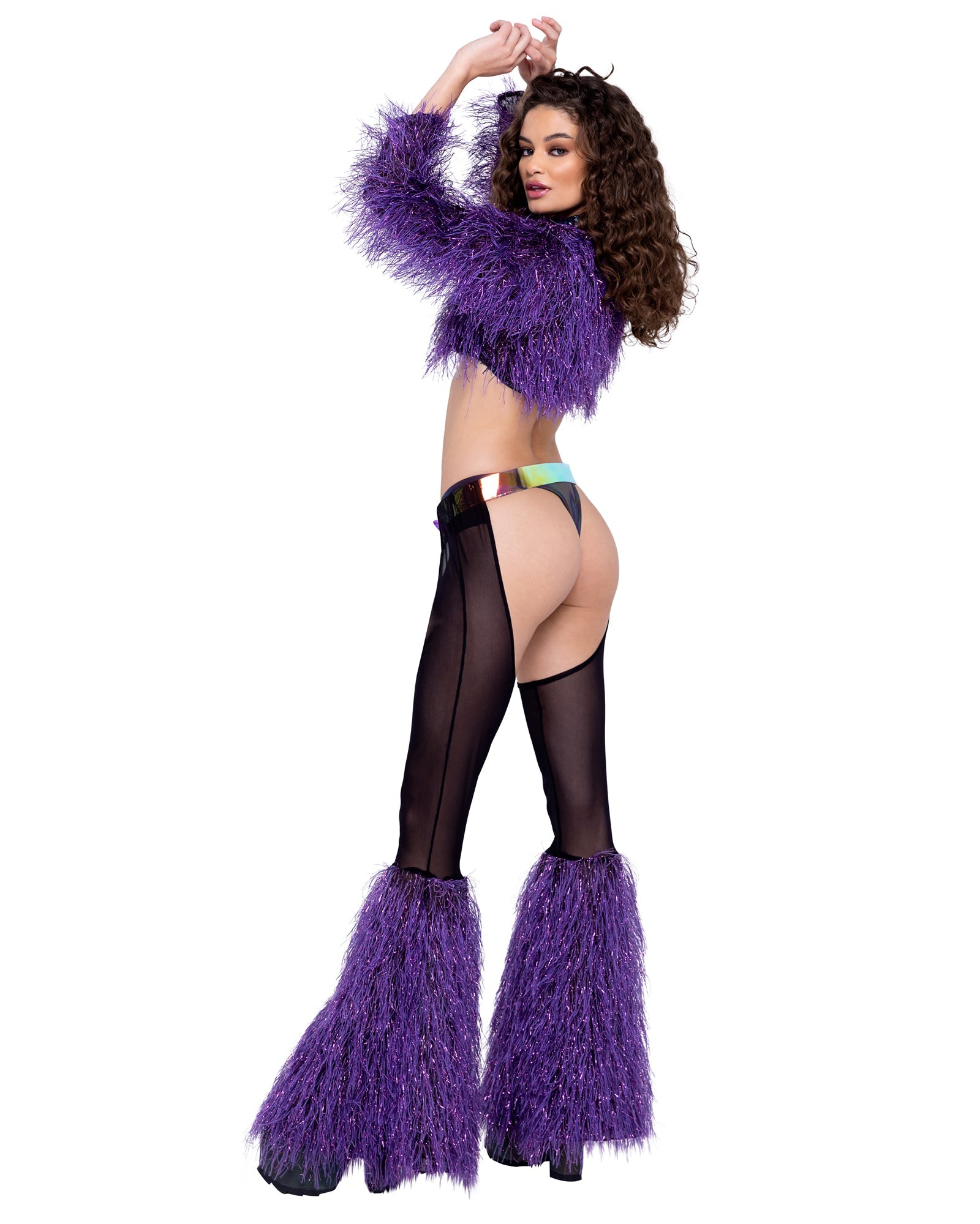Sheer Chaps with Faux Fur Bell & Belt - Bite Me Chic