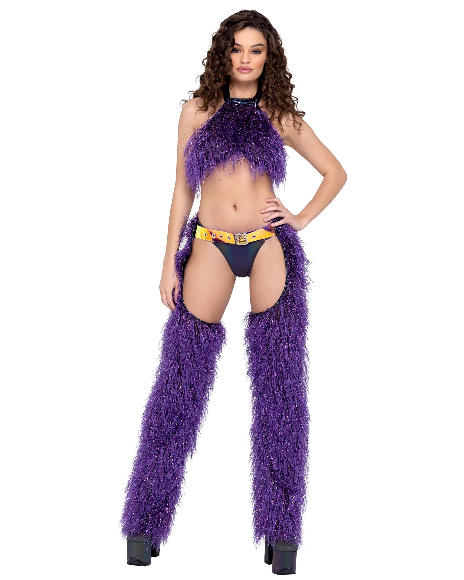 Faux-Fur Chaps with Belt - Bite Me Chic