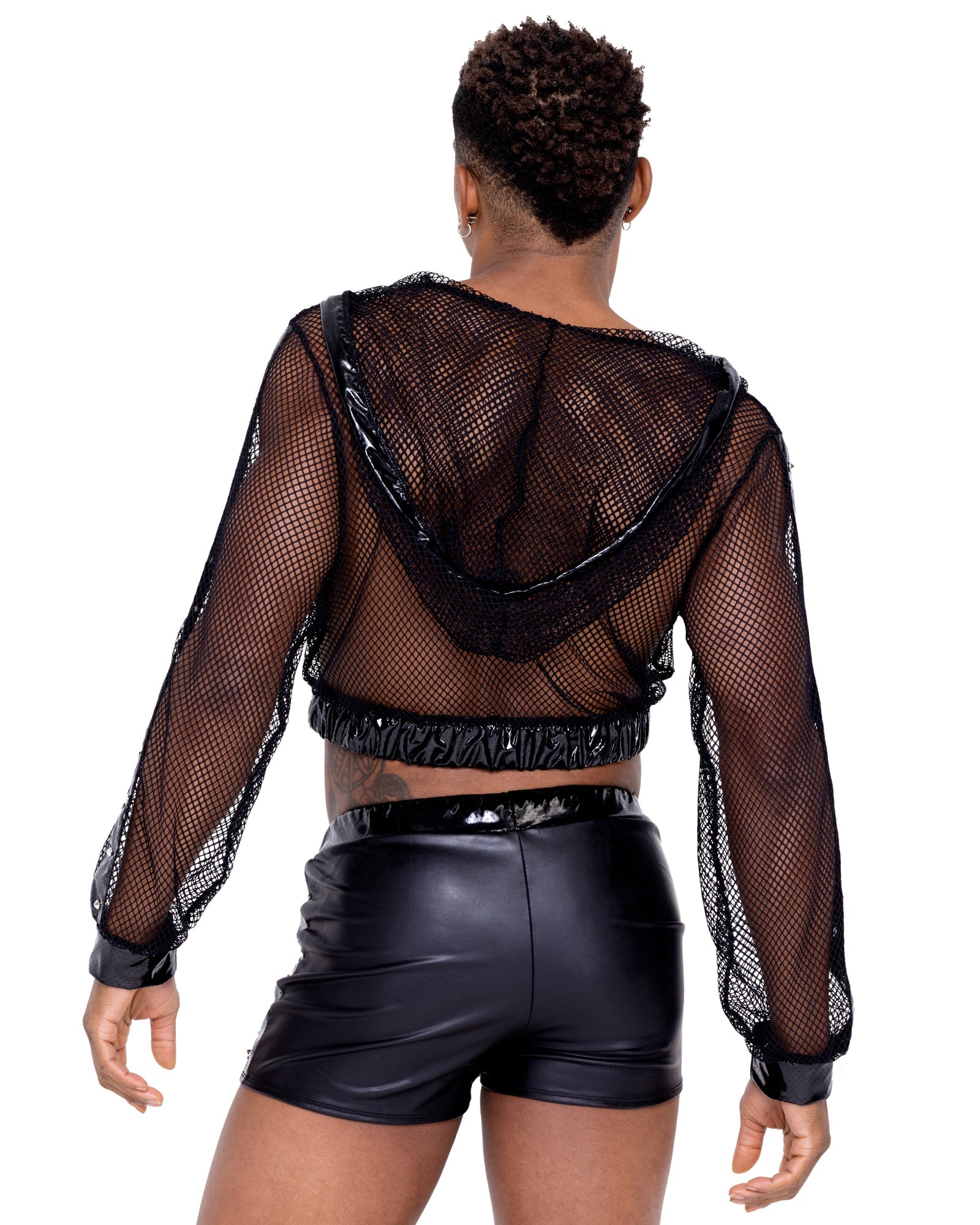 Cropped Fishnet Hoodie - Bite Me Chic