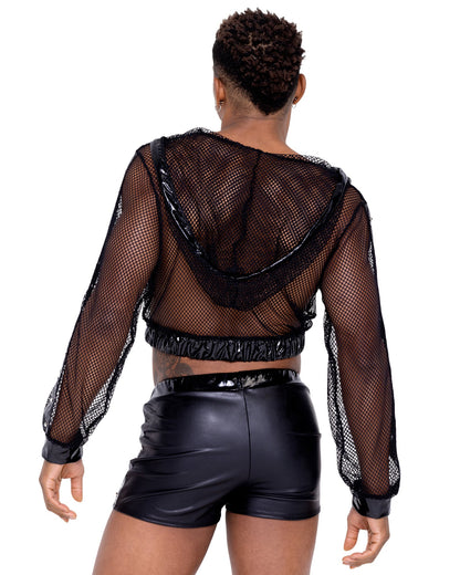 Cropped Fishnet Hoodie - Bite Me Chic