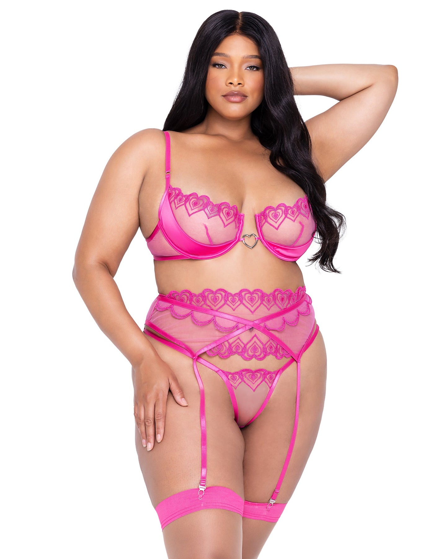 Bubblegum Heart 3-Piece Garter Short Set - Bite Me Chic