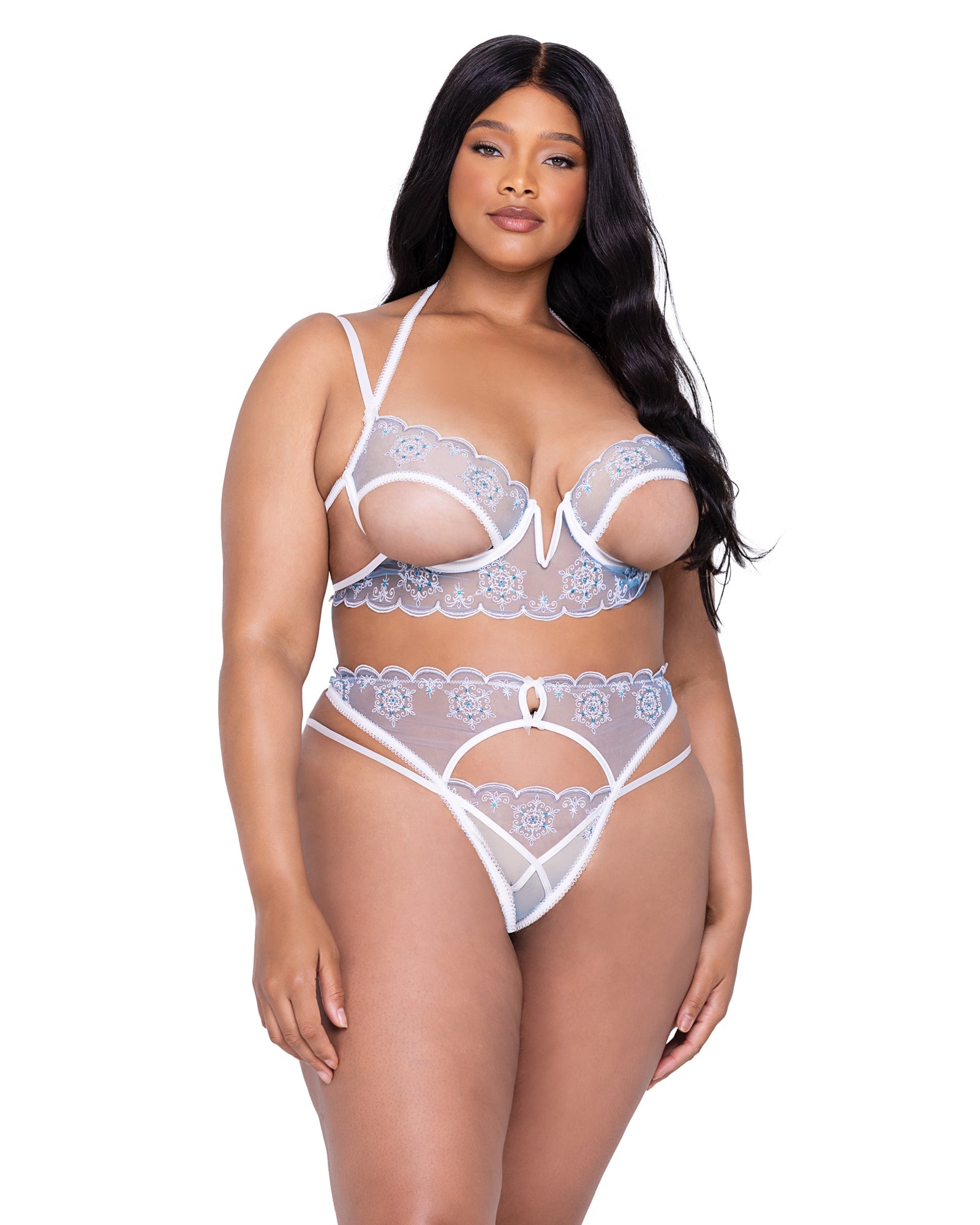 Snow Queen 3-Piece Garter Short Set - Bite Me Chic